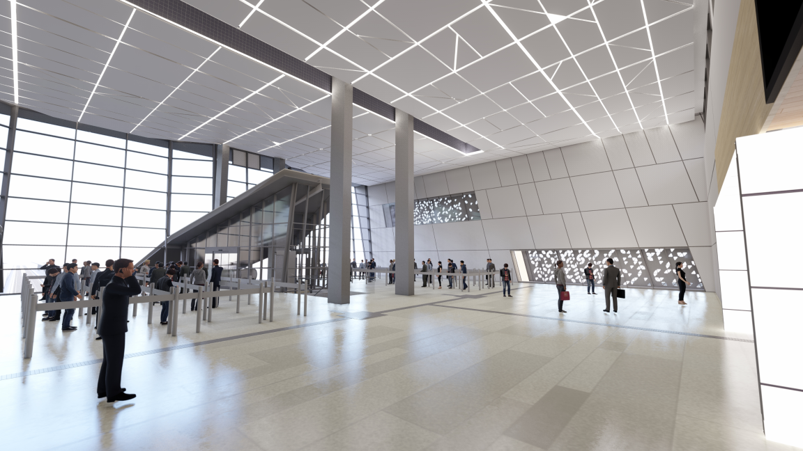 18 de noviembre de 2022. Remodelación de la estación de Madrid - Chamartín Clara Campoamor. Infografía del vestíbulo de embarque para Alta Velocidad.