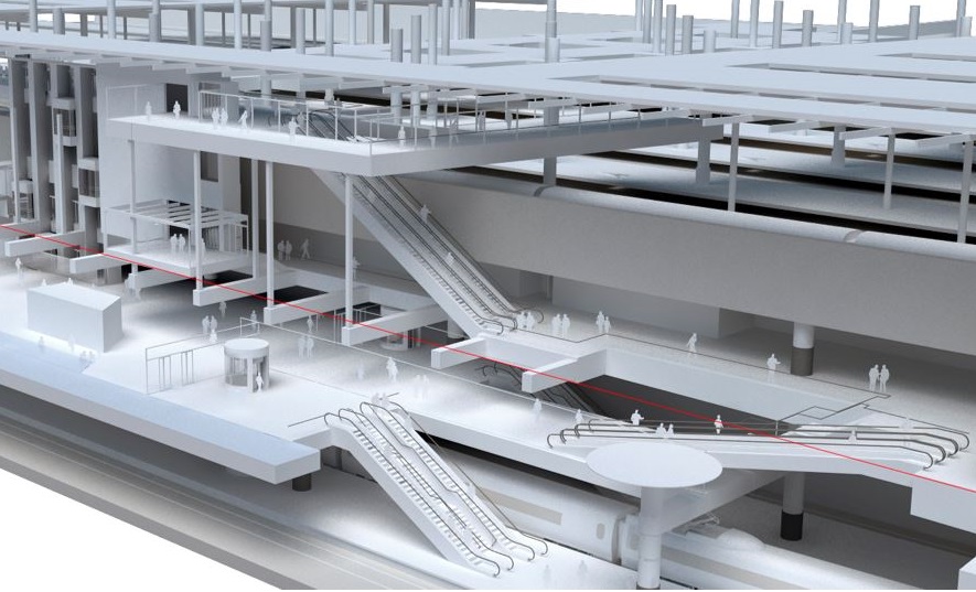 Infografía que muestra la estructura de la nueva estación. Junio 2023. Estación Psante de Atocha