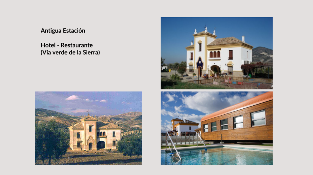 Olvera Station (Cadiz). Presentation slide. Converted into a Hotel-Restaurant, next to the La Sierra greenway.