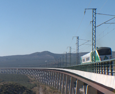 ARCHIDONA VIADUCT. In this picture, the laboratory train, which is usually called 