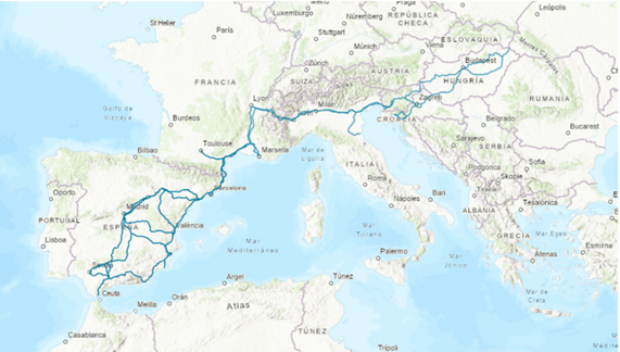 Mapa del Corredor Mediterráneo